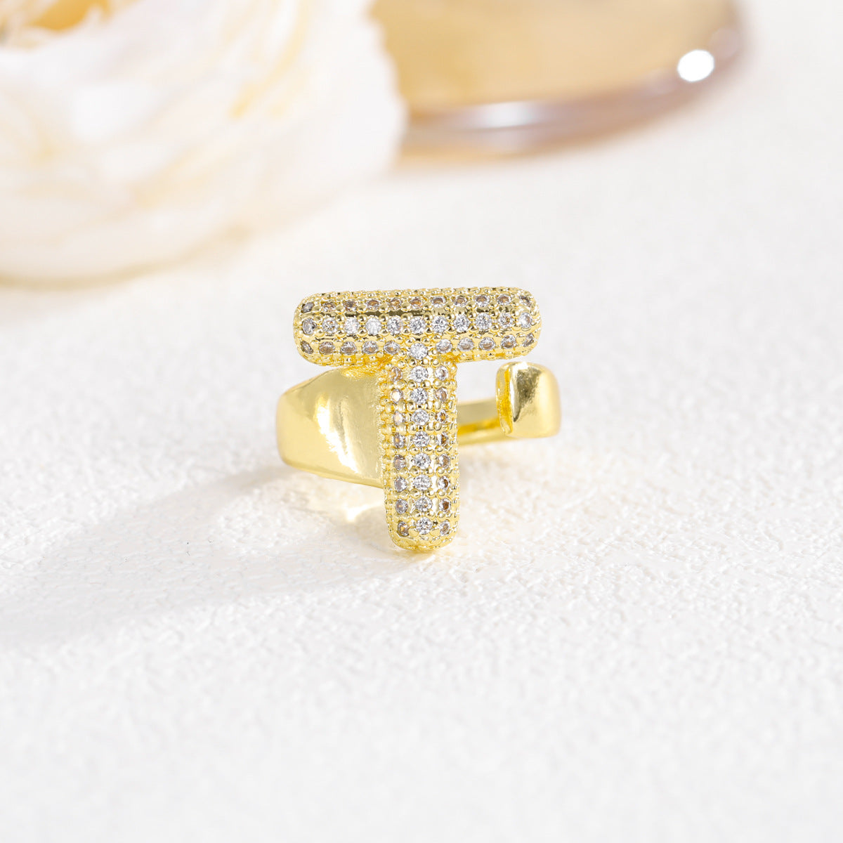 Wholesale  Gold Plated Copper Set with Zircon Open Ring